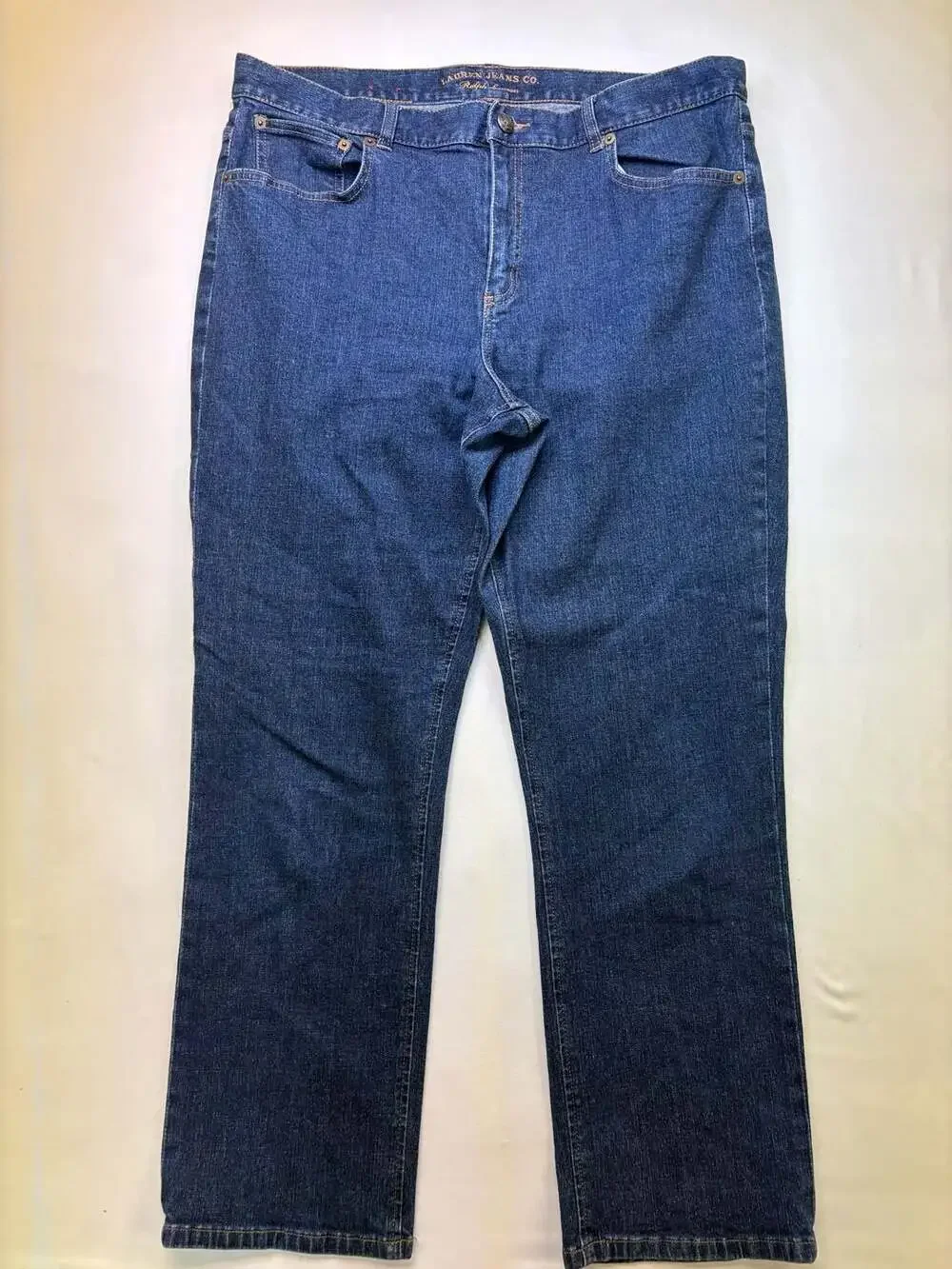 Lauren Jeans Co. Ralph Lauren Women's Dark Blue Denim Jeans Size 16